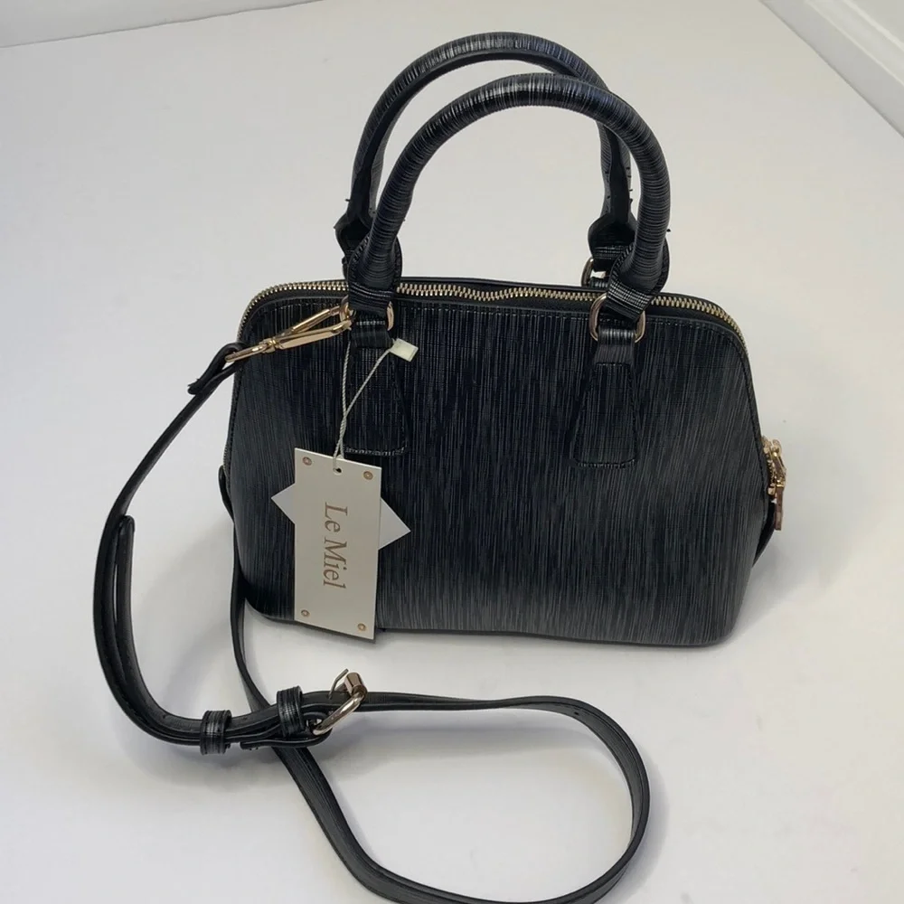 Le Miel black vegan leather satchel